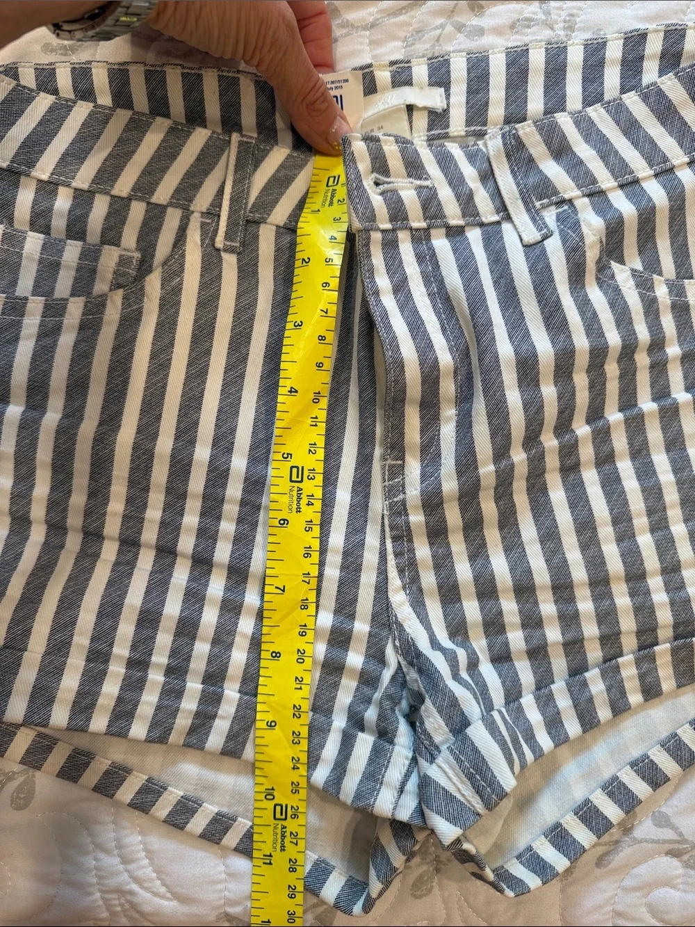 H&M Navy and White Striped Jean Shorts